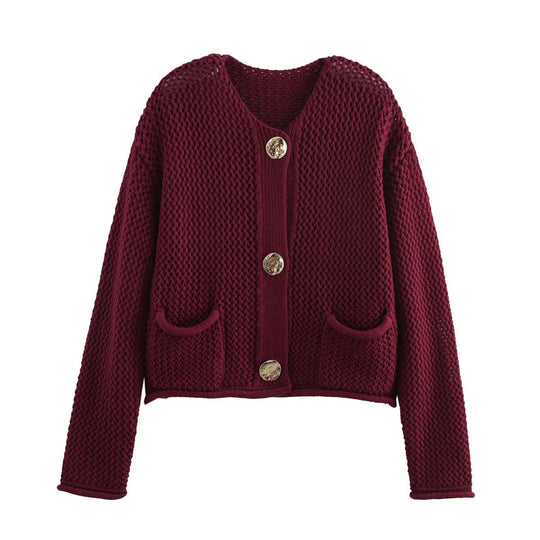 R&B | Strickjacke mit Goldenen Knöpfen Perfekt für Den Herbst