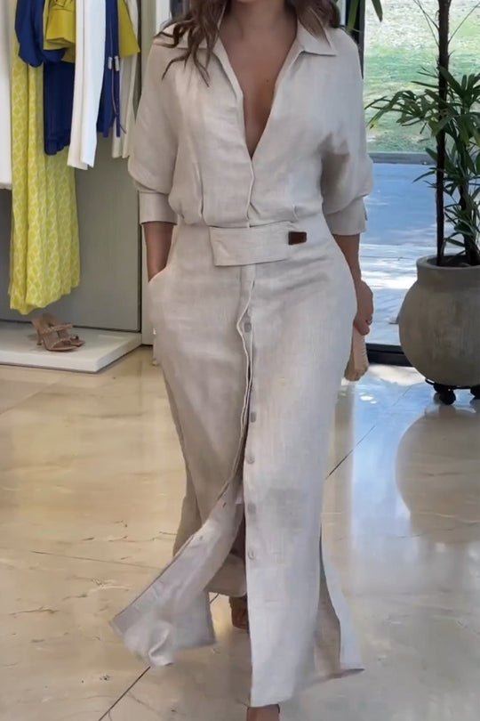 R&B | Klassisches Leinen-Maxi-Kleid