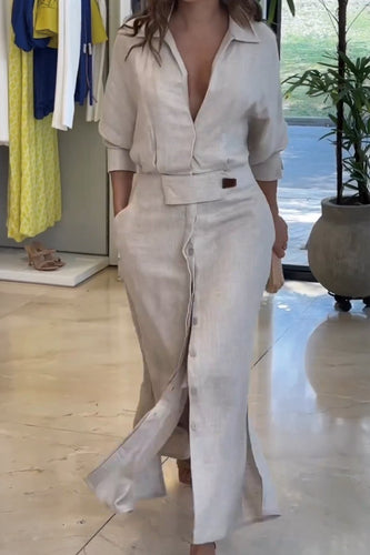 R&B | Klassisches Leinen-Maxi-Kleid