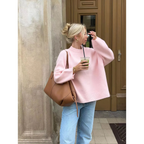 R&B | Übergröße RosA-Damenpullover mit Langen Ärmeln