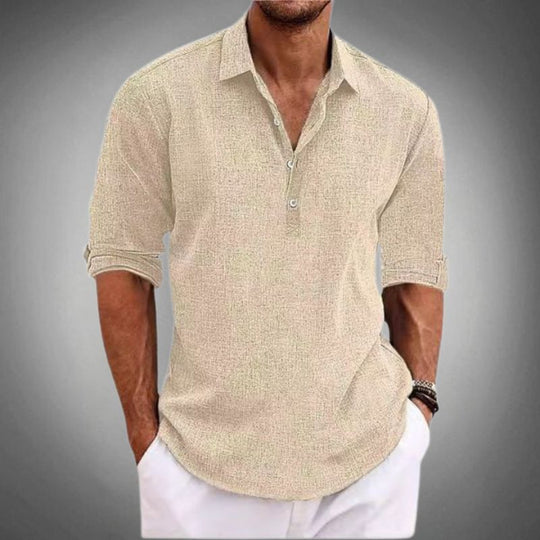 R&B | Herren Langarm-Poloshirt mit Knopfleiste