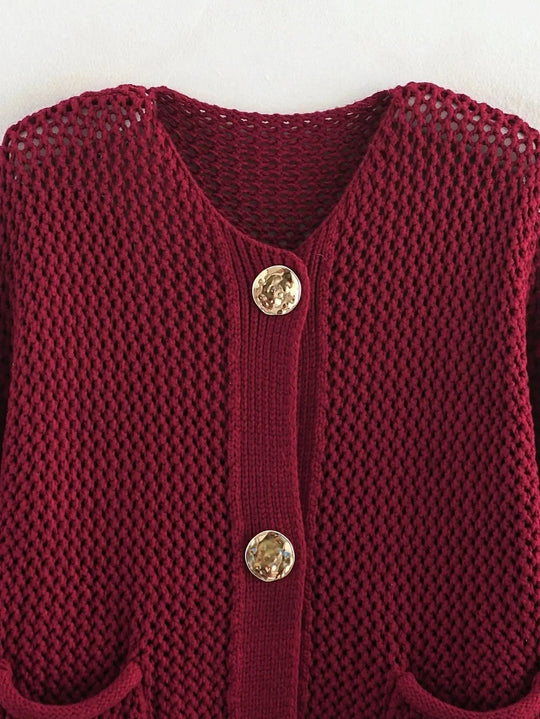 R&B | Strickjacke mit Goldenen Knöpfen Perfekt für Den Herbst