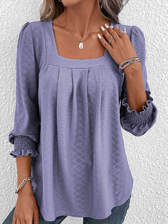 R&B | Baumwollbluse Mit Eckigem Ausschnitt