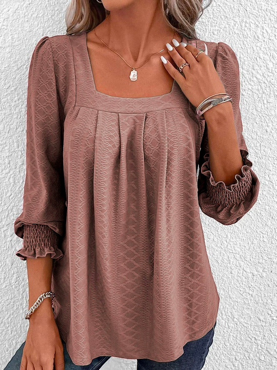 R&B | Baumwollbluse Mit Eckigem Ausschnitt