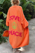 R&B | Oversize Strickjacke Mit Love & Peace Motiv