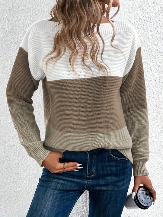 R&B | Blockstreifen Strickpullover Weicher Komfort Lässiger Stil
