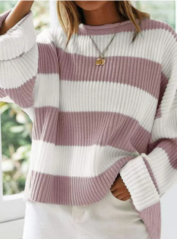 R&B | Leicht gestreifter Strickpullover Ideal für den Winter