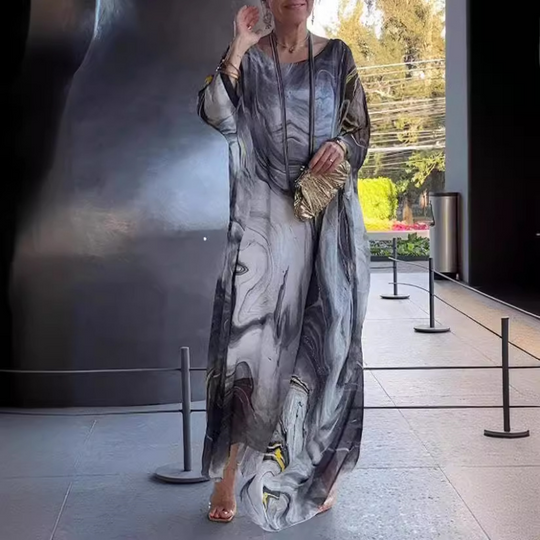 R&B | Chiffon-Kleid mit Marmorprint