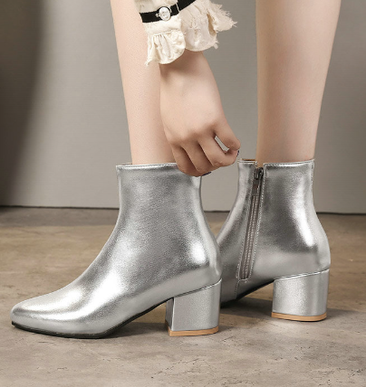 R&B | Stilvolle Silberne Stiefeletten