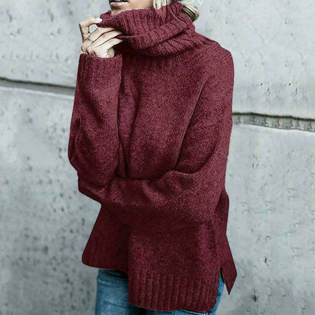 R&B | Pullover - Damen Herbst Übergröße Strick Rollkragenpullover