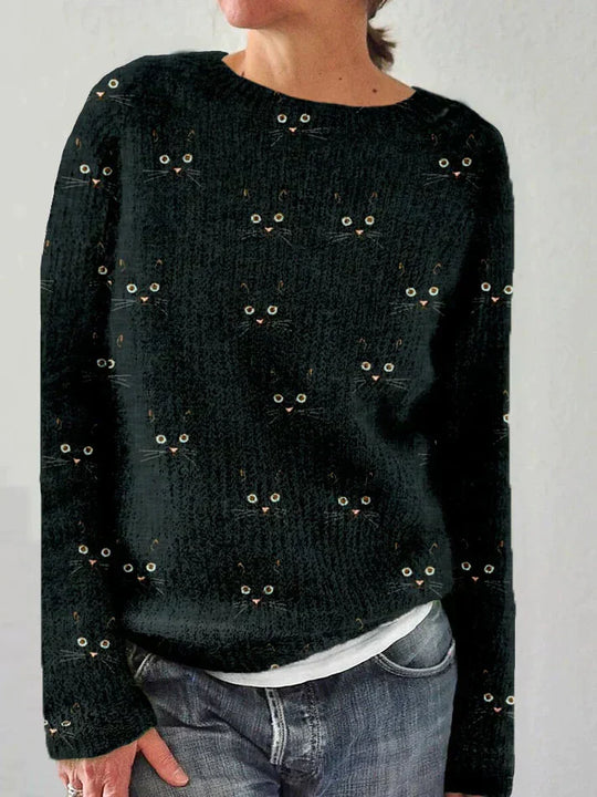 R&B | Stilvolles Sweatshirt mit Katzenmuster