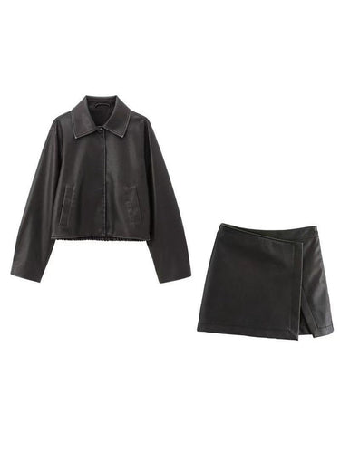 R&B | Lederjacke & Skorts Koordinaten Set