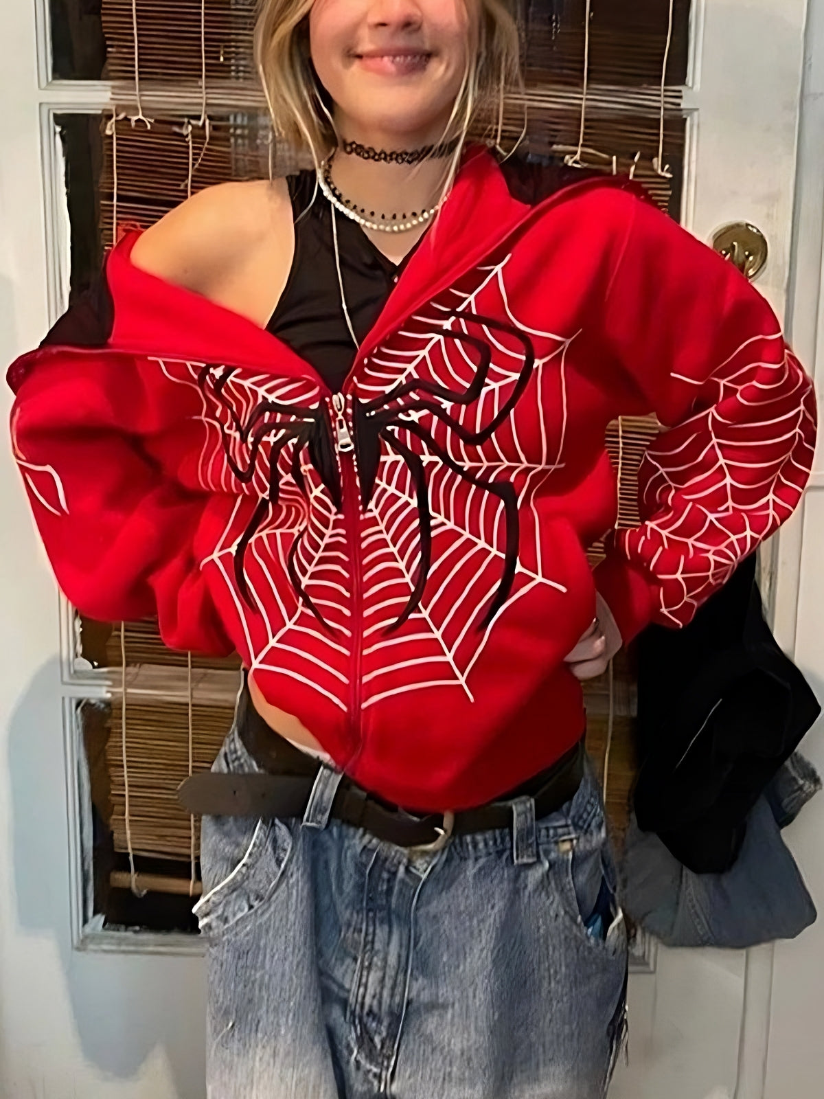 R&B | Hoodie mit Reißverschluss Und Spider-Logo