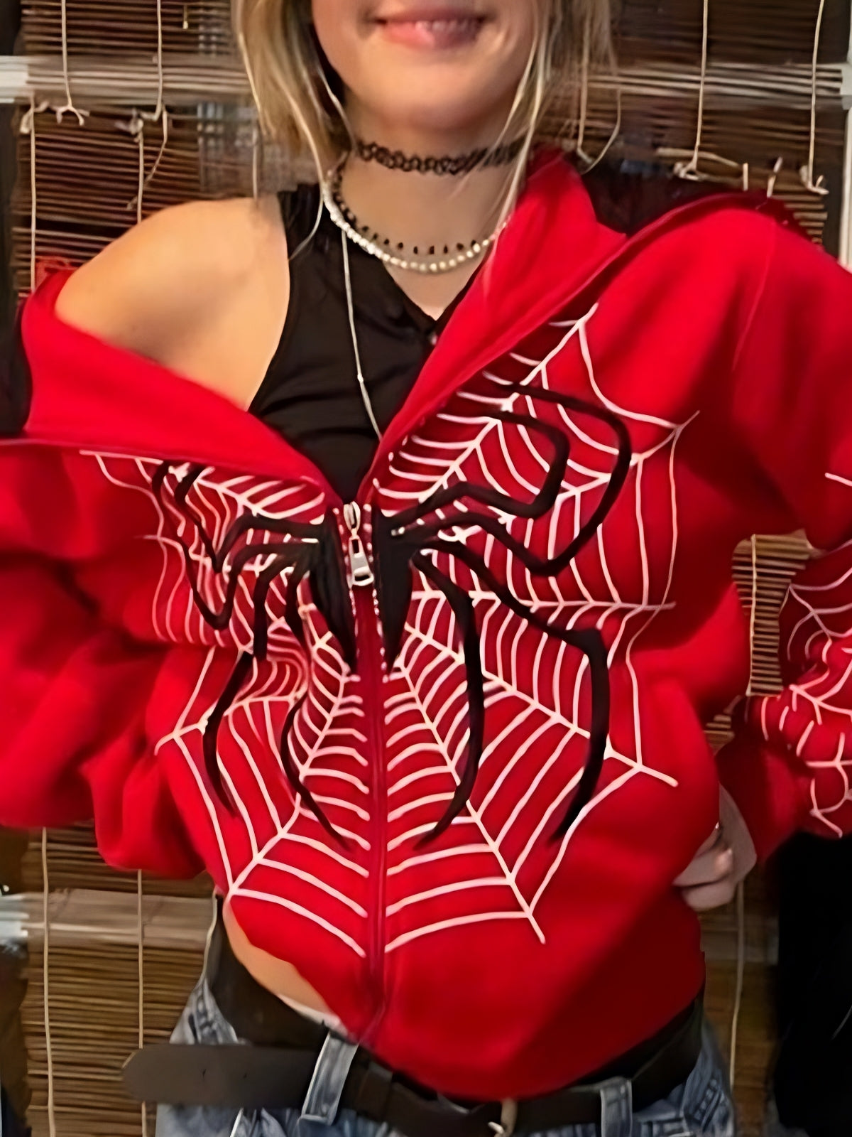 R&B | Hoodie mit Reißverschluss Und Spider-Logo