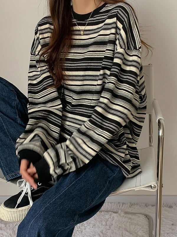 R&B | Oversized Pullover mit Rundhalsausschnitt Und Streifen