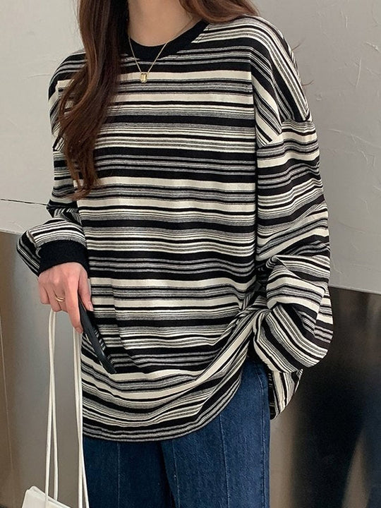 R&B | Oversized Pullover mit Rundhalsausschnitt Und Streifen