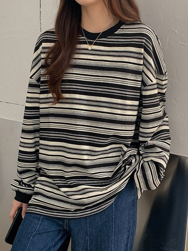 R&B | Oversized Pullover mit Rundhalsausschnitt Und Streifen