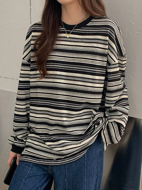 R&B | Oversized Pullover mit Rundhalsausschnitt Und Streifen