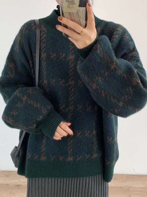 R&B | Vintage Gestrickter Pullover mit Karomuster