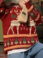 R&B | Oversized Weihnachts-Pullover mit Rundhalsausschnitt Und Hirschmuster