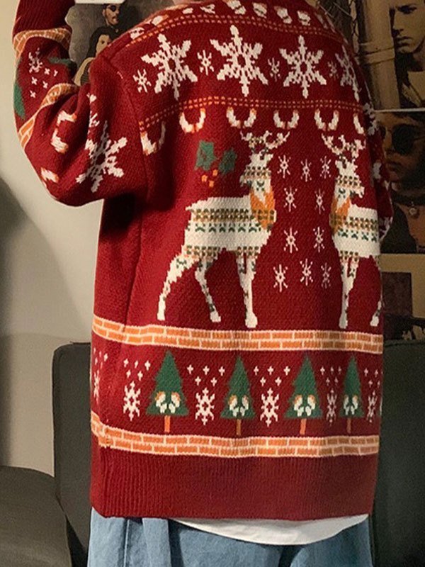 R&B | Oversized Weihnachts-Pullover mit Rundhalsausschnitt Und Hirschmuster