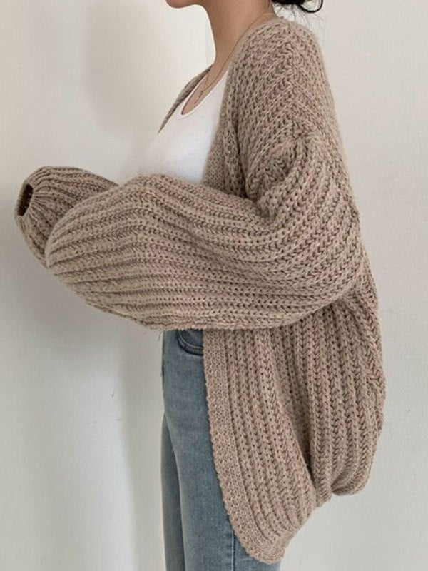R&B | Oversized Gestrickte Strickjacke mit Langen Ärmeln Und Offener Vorderseite