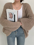 R&B | Oversized Gestrickte Strickjacke mit Langen Ärmeln Und Offener Vorderseite