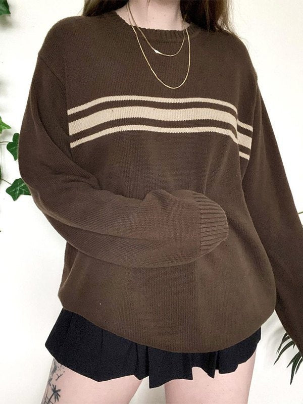 R&B | Vintage Oversized Drei Gestreifte Pullover
