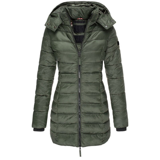 R&B | Lange Gepolsterte Jacke mit Kapuze Winddicht und Warm Perfekt für Kaltes Wetter