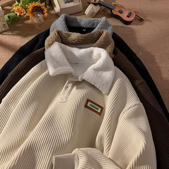 R&B | Corduroy-Fleece-Kragenpullover