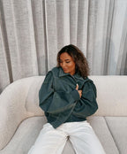 R&B | Oversized Kunstleder Bomberjacke Streetstyle Übergangsjacke Trendige Freizeitmode