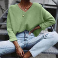 R&B | Strickpullover Übergröße Passform V-Ausschnitt Rippstruktur