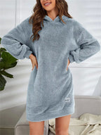R&B | Übergröße Teddy Sweatkleid mit Kapuze