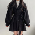 R&B | Trenchcoat Wollmischung Mit Gürtel Taillenweite Breiter Revers Mittellange Passform