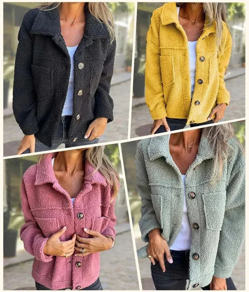 R&B | Sherpa Button up Jacke Lässige Warme Außenbekleidung