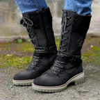 R&B | Stiefel Frontschnürung Reißverschluss Wollbündchen Schnallen Details