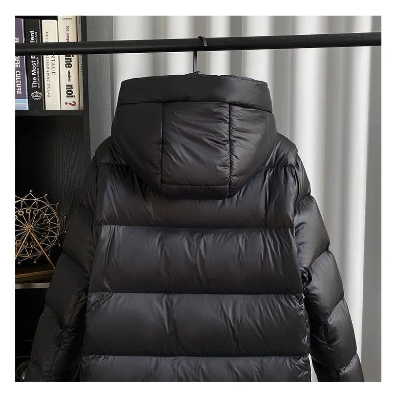 R&B | Lange Pufferjacke Kapuzen Stepp Winteroberbekleidung