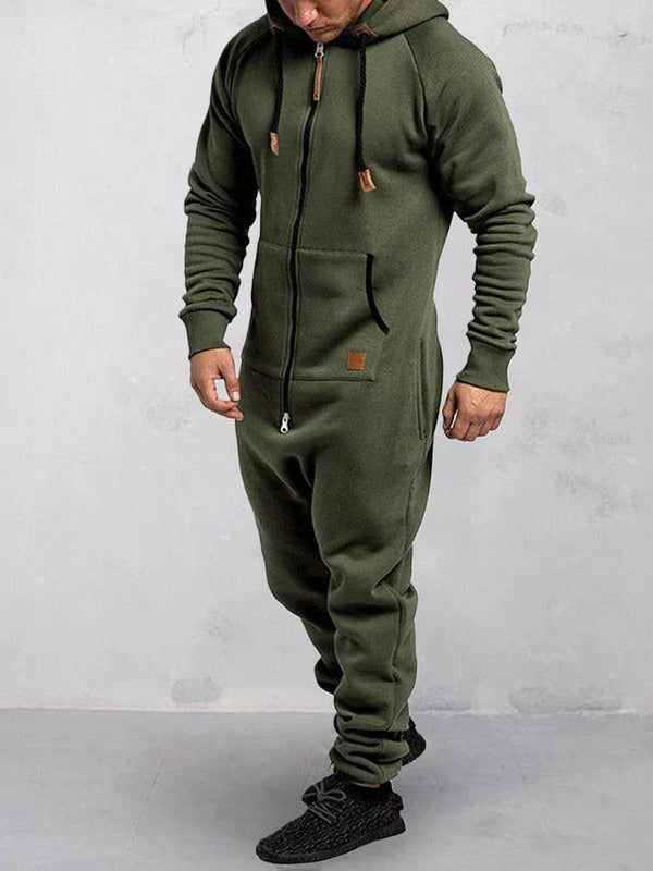 R&B | Jumpsuit Fleece Komfort Lässige Passform Kapuze Voller Reißverschluss Taschen
