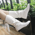 R&B | Kniehohe Stiefel – Schlanke Strukturierte Passform – Schnürdetail Hinten – Lederlook-Finish