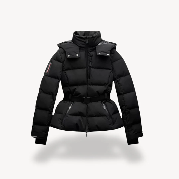 R&B | Pufferjacke Steppshell Hüftlänge Gürtelbund Stehkragen