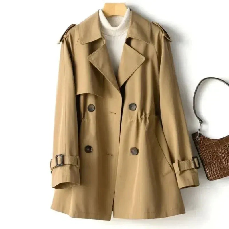 R&B | Trenchcoat Tailliert Doppelt Knopf Mid Length Mit Gürtel