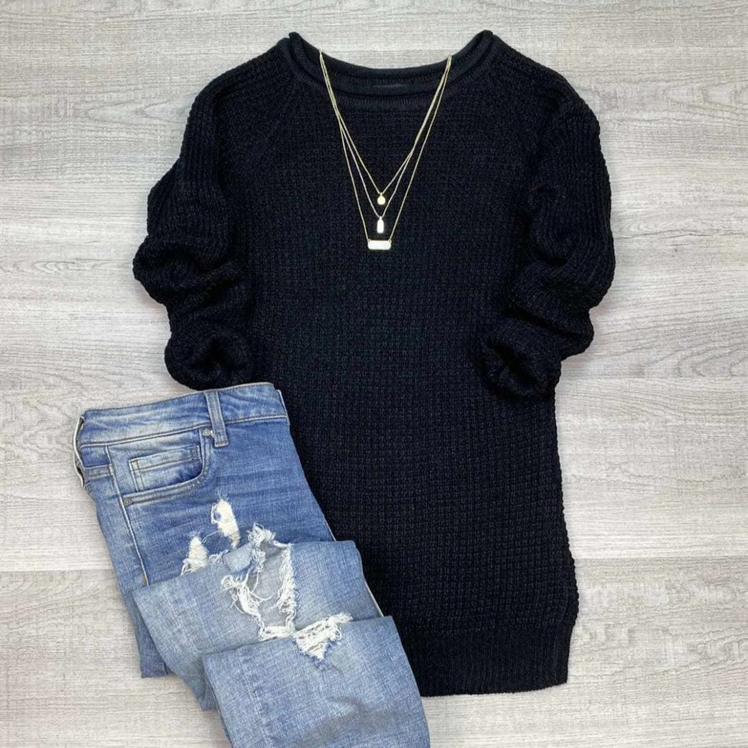 R&B | Strickpullover Übergröße Passform Wolle Rollkragen Seitenschlitz Lässiger Stil