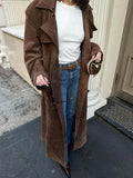 R&B | Trenchcoat Relaxed Fit Wildledertextur Doppelreiher Mit Gürtel