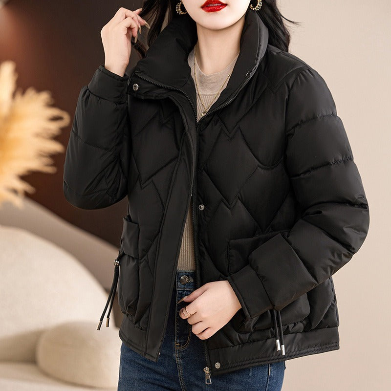 R&B | Gepolsterten Jacke Gestepptes Design Lässige Passform Hoher Kragen Reißverschluss und Druckknopfschluss