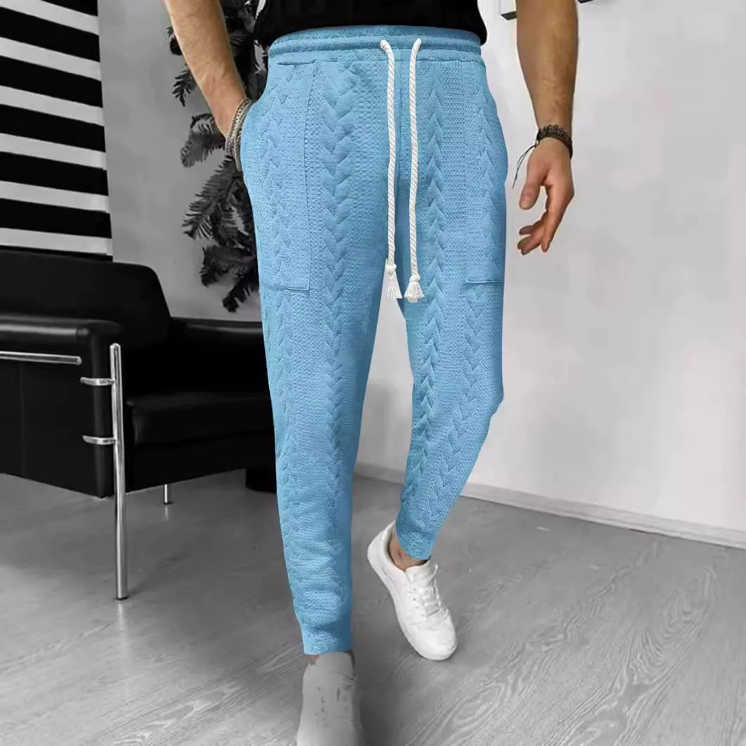R&B | Hose Jogger Jacquard Struktur Gerade Passform Kordelzug Umschlagbeine
