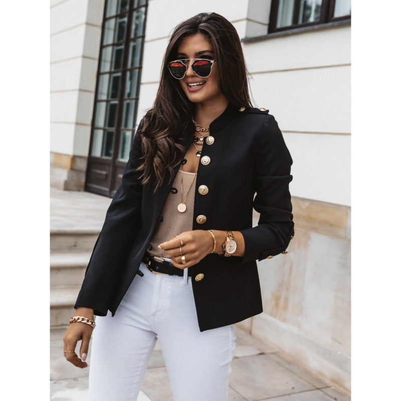 R&B | Blazer Slim Passform Doppelreiher Gepolsterte Schultern Baumwollmischung