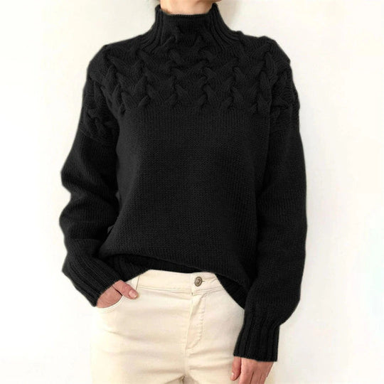 R&B | Wolle Kabelstrick Rollkragenpullover Grobstrickpullover
