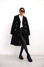 R&B | Doppelreiher Langmantel Elegante Wollmischung Übergangsjacke