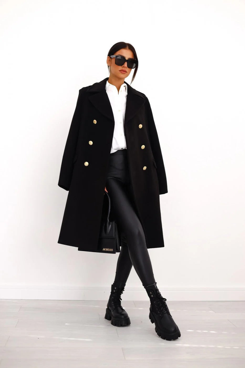 R&B | Doppelreiher Langmantel Elegante Wollmischung Übergangsjacke