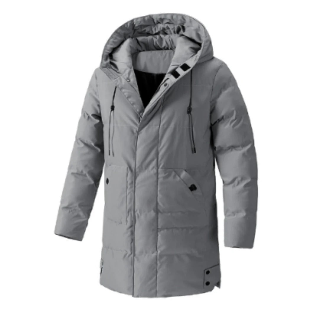 R&B | Jacke mit Kapuze, wasserabweisend, wattiert, mittellang, mehrere Taschen